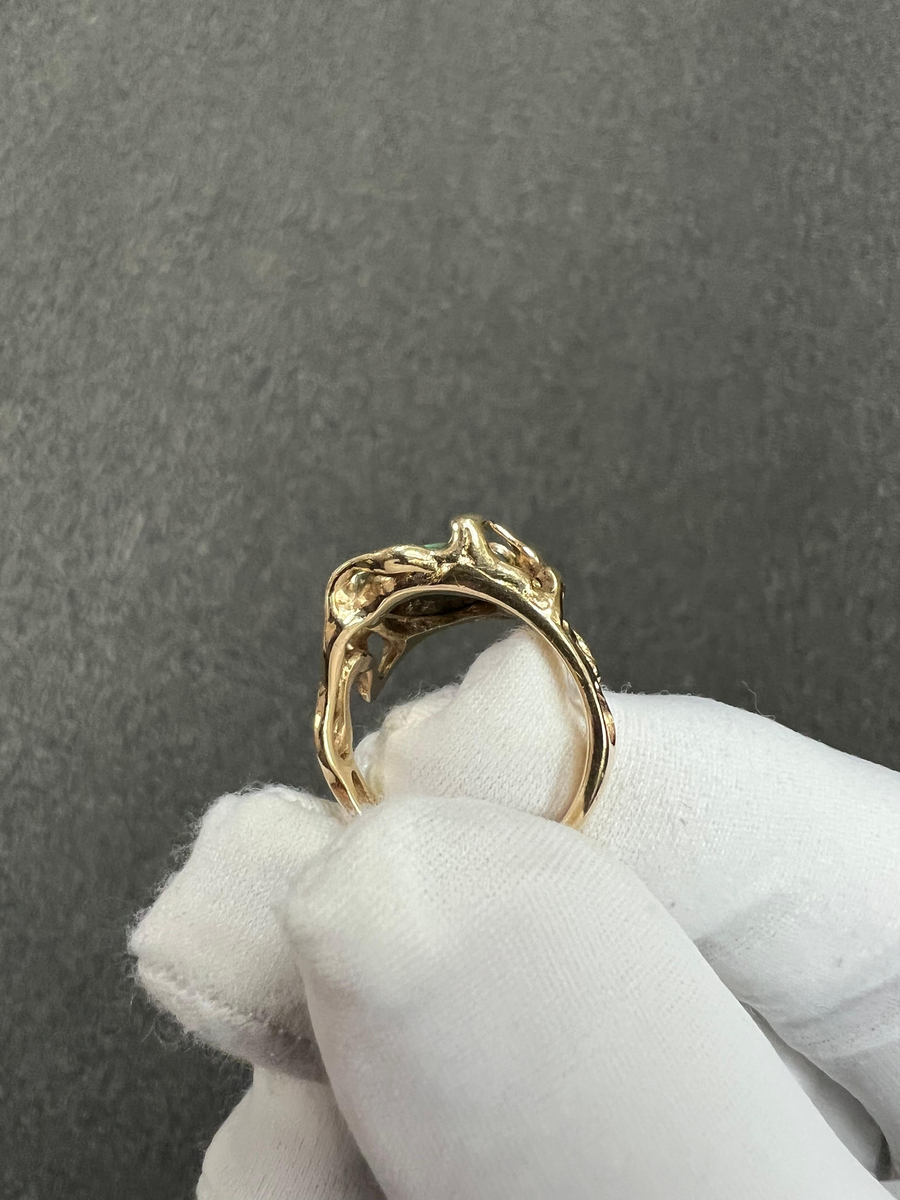 1970s Opal Doublet Freeform Designed 14k Yellow Gold Ring For Sale 7