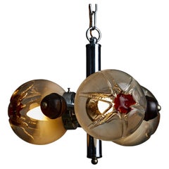 1970s Opaque-Orange Murano Glass Chandelier