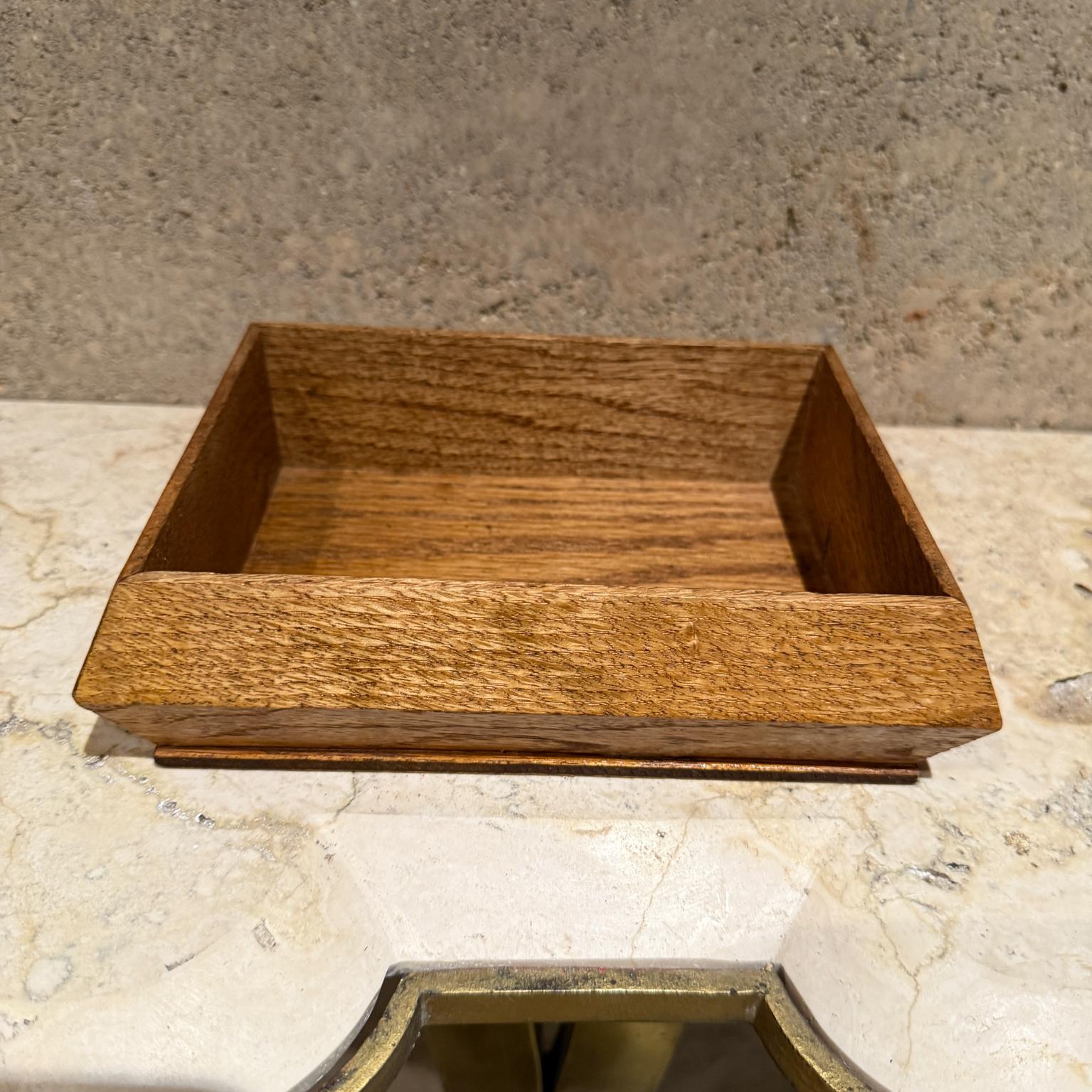 1970s Open Box Centerpiece Tray Oak Wood Dish For Sale 6
