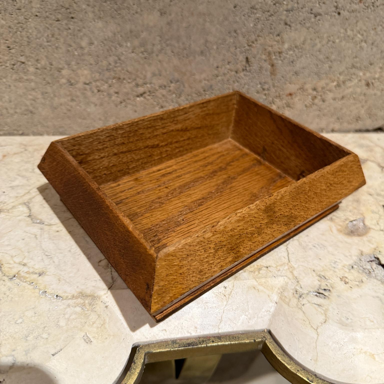 1970s Open Box Centerpiece Tray Oak Wood Dish For Sale 7