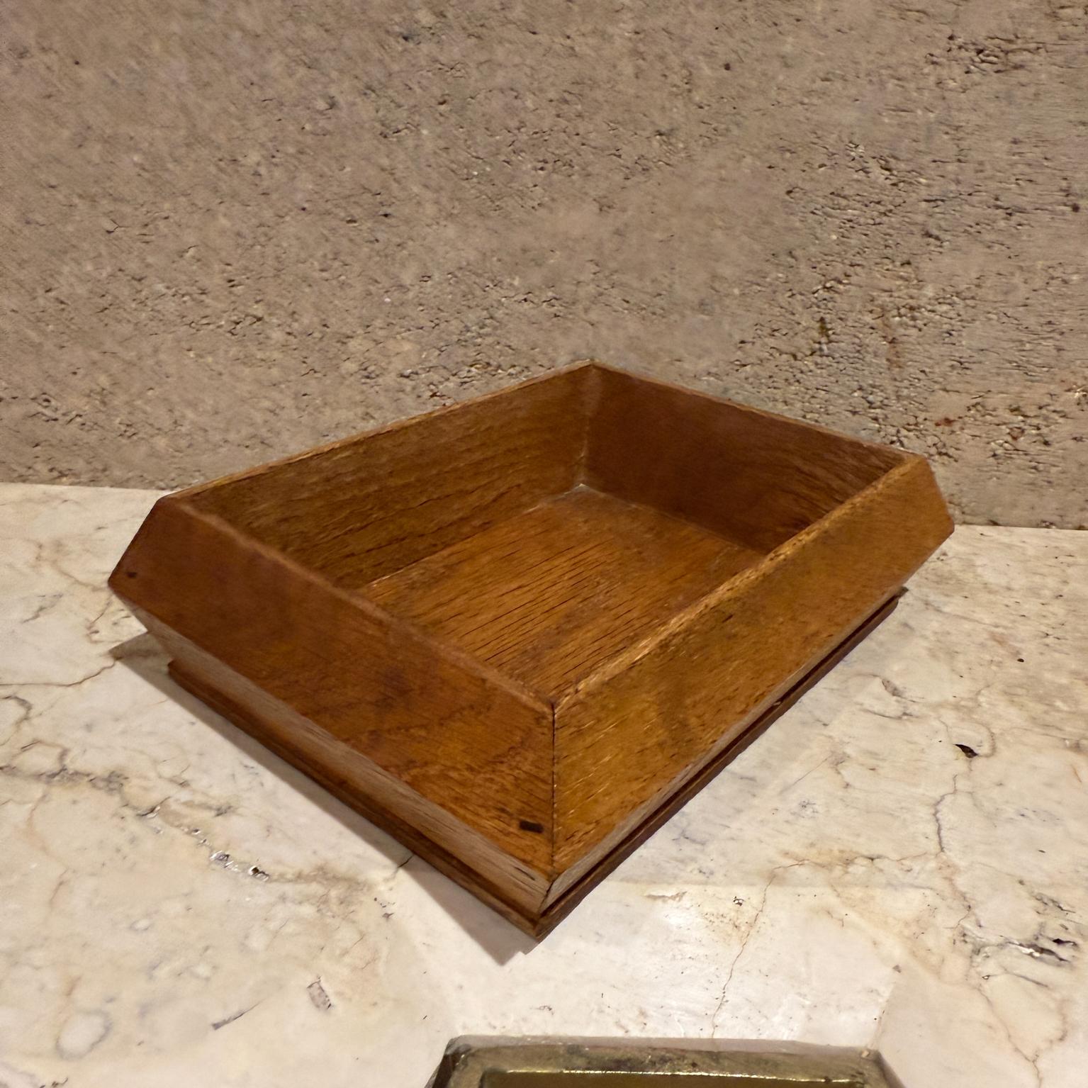 1970s Open Box Centerpiece Tray Oak Wood Dish For Sale 11