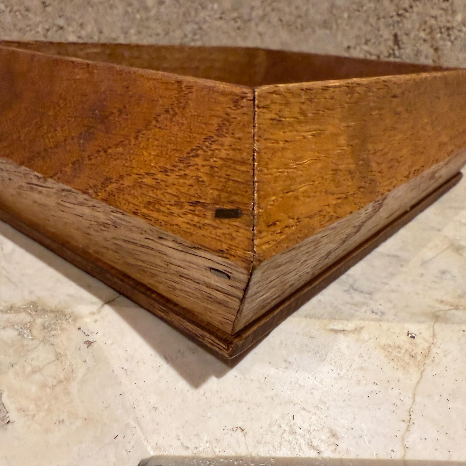1970s Open Box Centerpiece Tray Oak Wood Dish For Sale 12