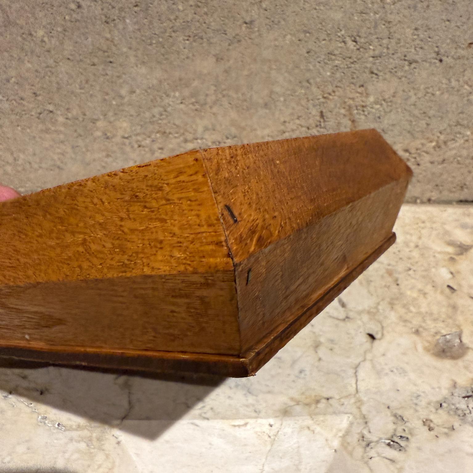 1970s Open Box Centerpiece Tray Oak Wood Dish For Sale 13