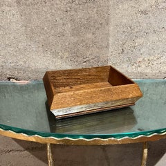 1970s Open Box Centerpiece Tray Oak Wood Dish