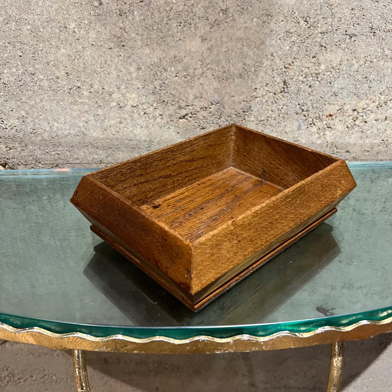 Mid-Century Modern 1970s Open Box Centerpiece Tray Oak Wood Dish For Sale