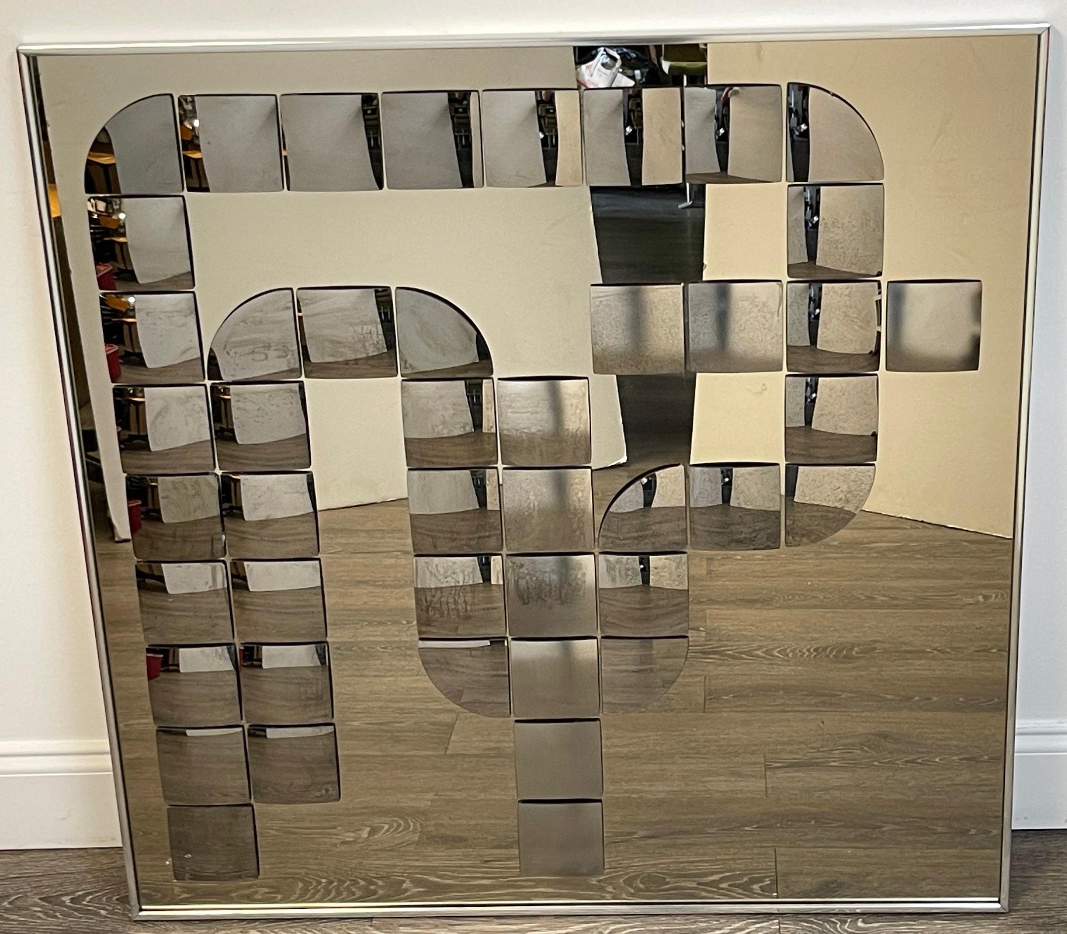 1970s Optical Art Bronzed Mirror Wall Sculpture by Hal Bienenfeld 3