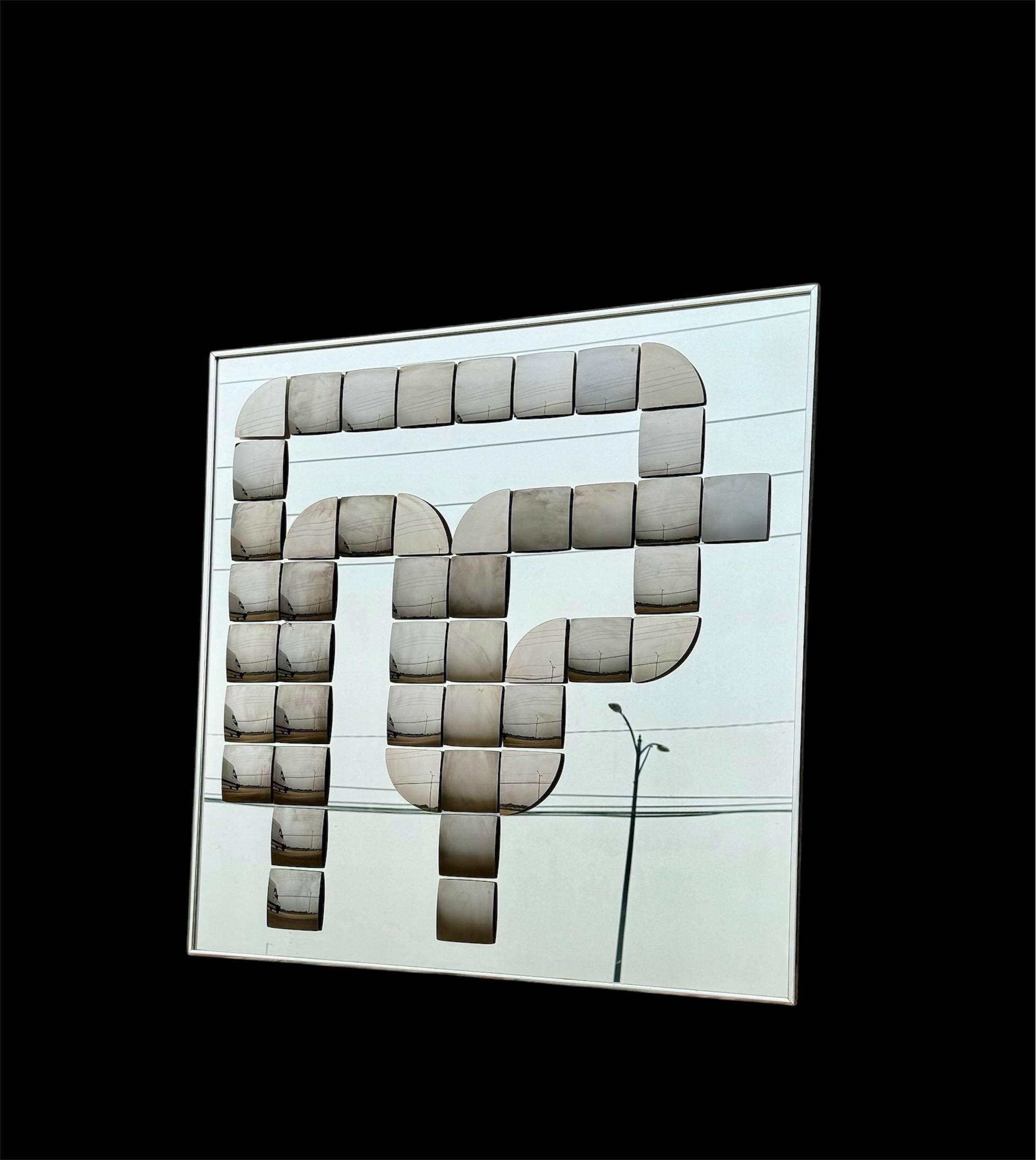 1970s Optical Art Bronzed Mirror Wall Sculpture by Hal Bienenfeld 4