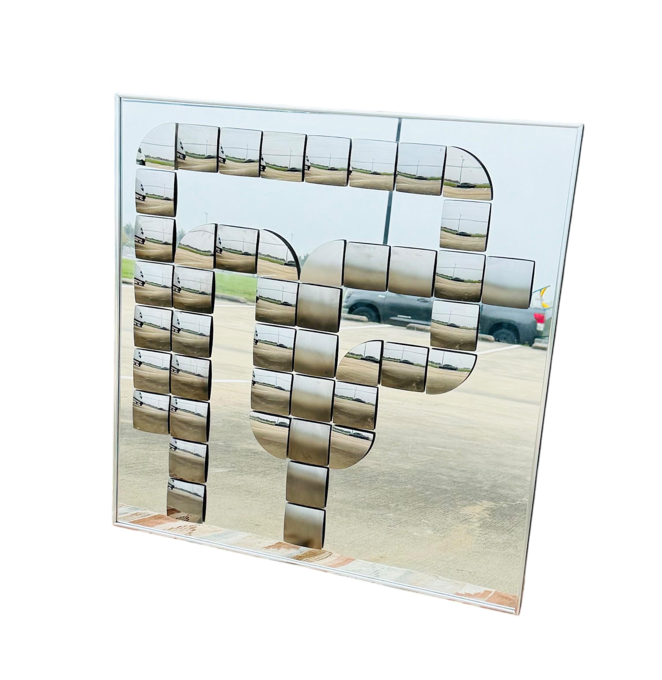 Appliqué 1970s Optical Art Bronzed Mirror Wall Sculpture by Hal Bienenfeld