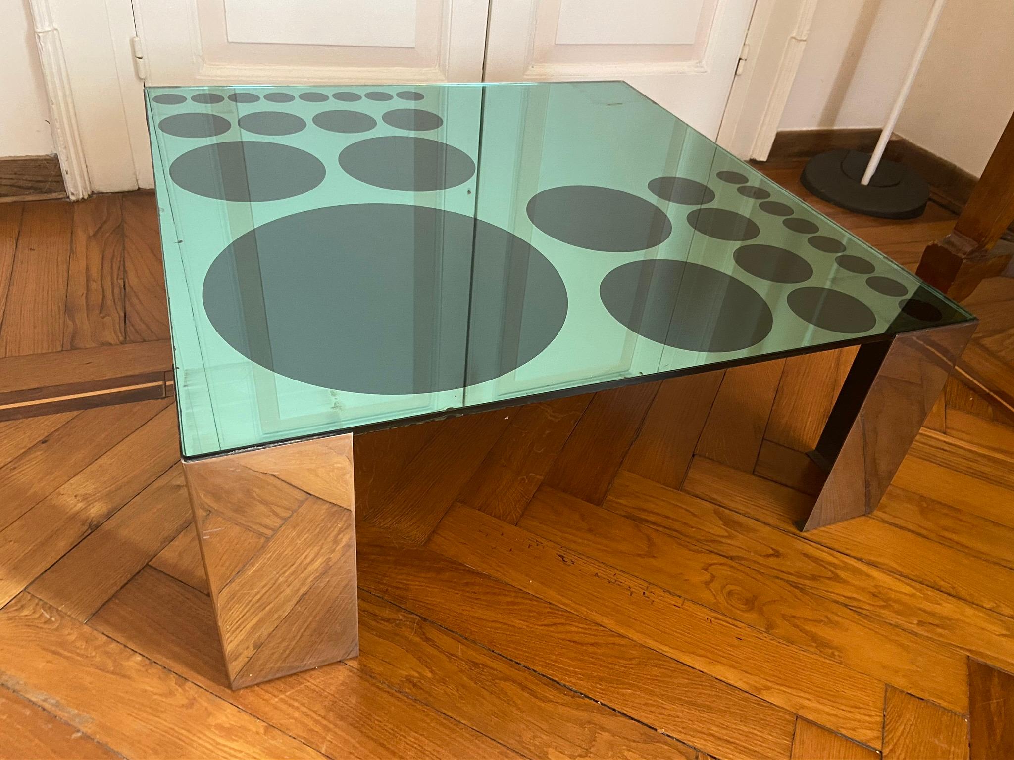 Mid-Century Modern 1970s Optical Coffe Table