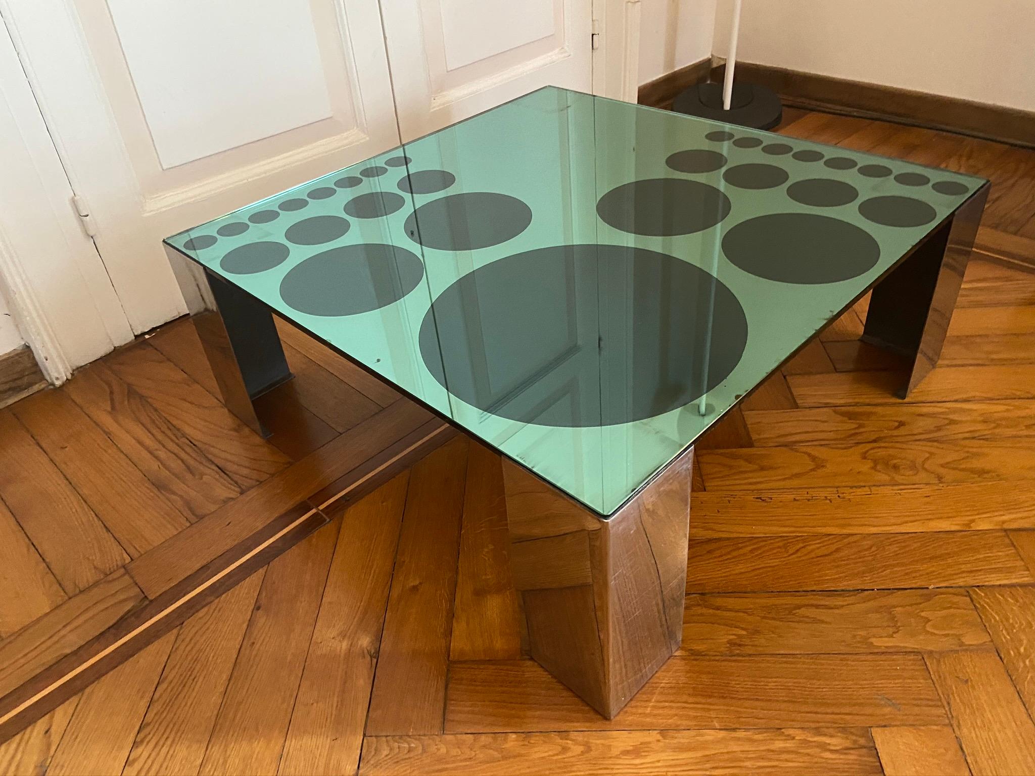 Glass 1970s Optical Coffe Table