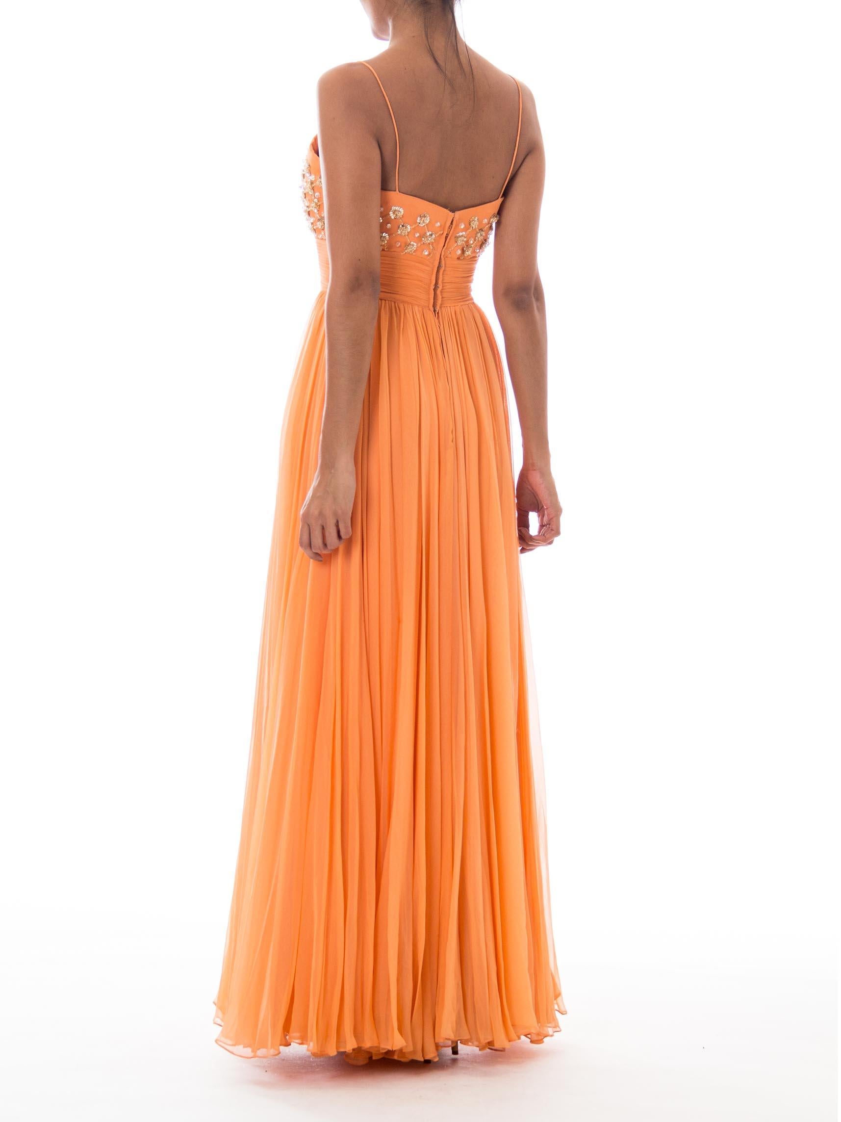 1970S Orange Beaded Draped Gown 4