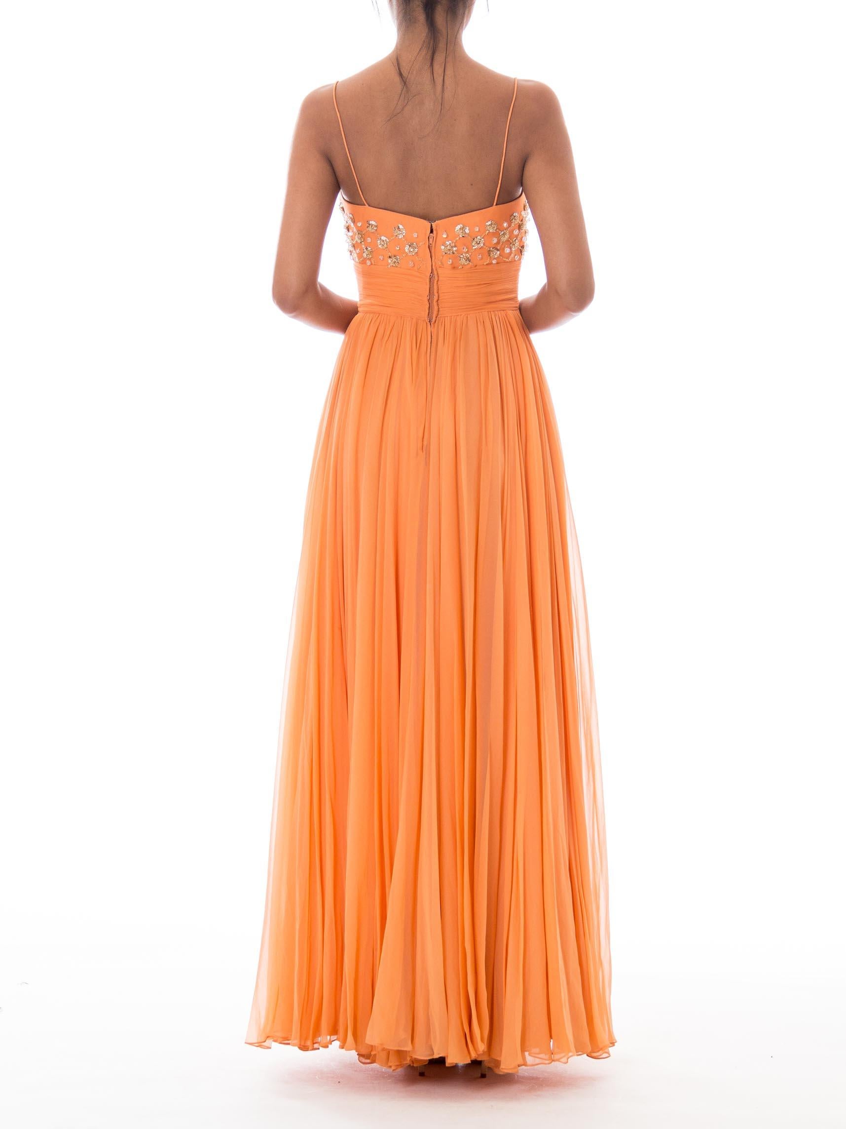 1970S Orange Beaded Draped Gown 5