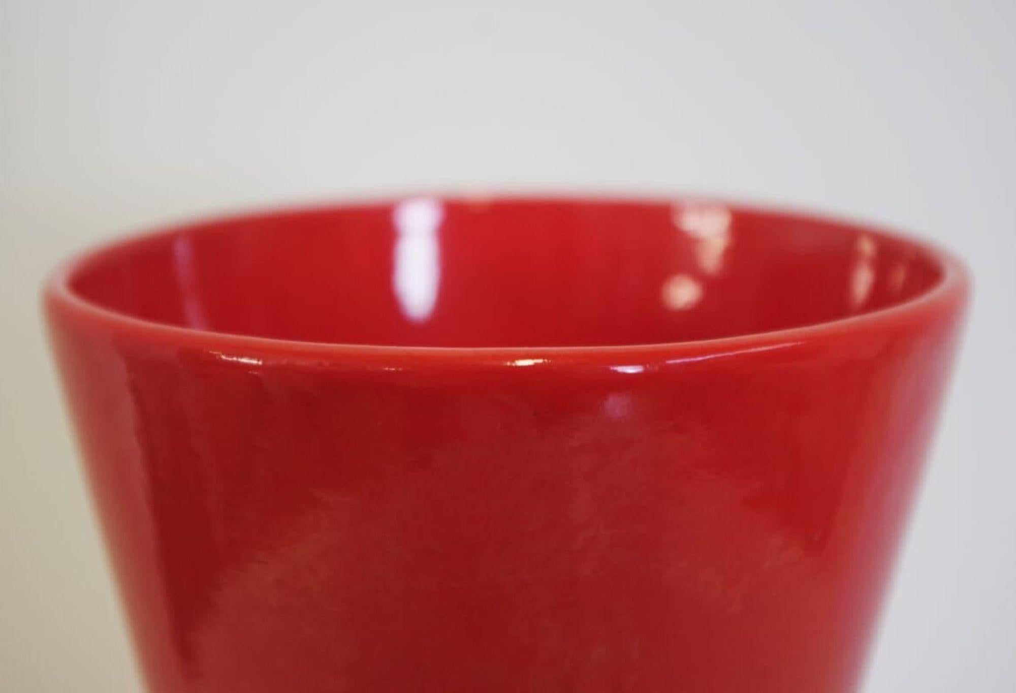 Ceramica 1970s Orange Ceramic Vase by Pozzi – Bold Mid-Century Italian Design in vendita