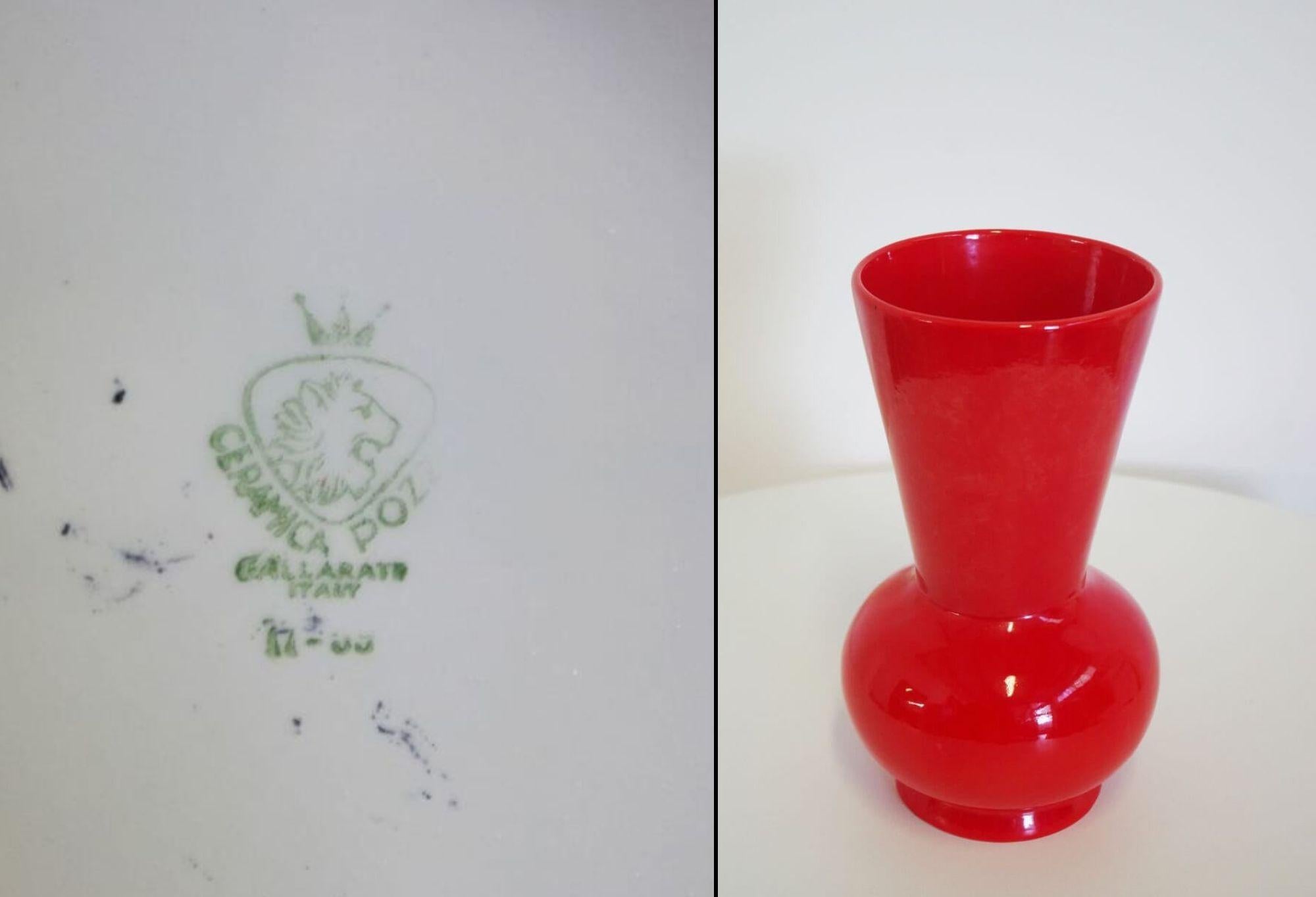 1970s Orange Ceramic Vase by Pozzi – Bold Mid-Century Italian Design in vendita 3