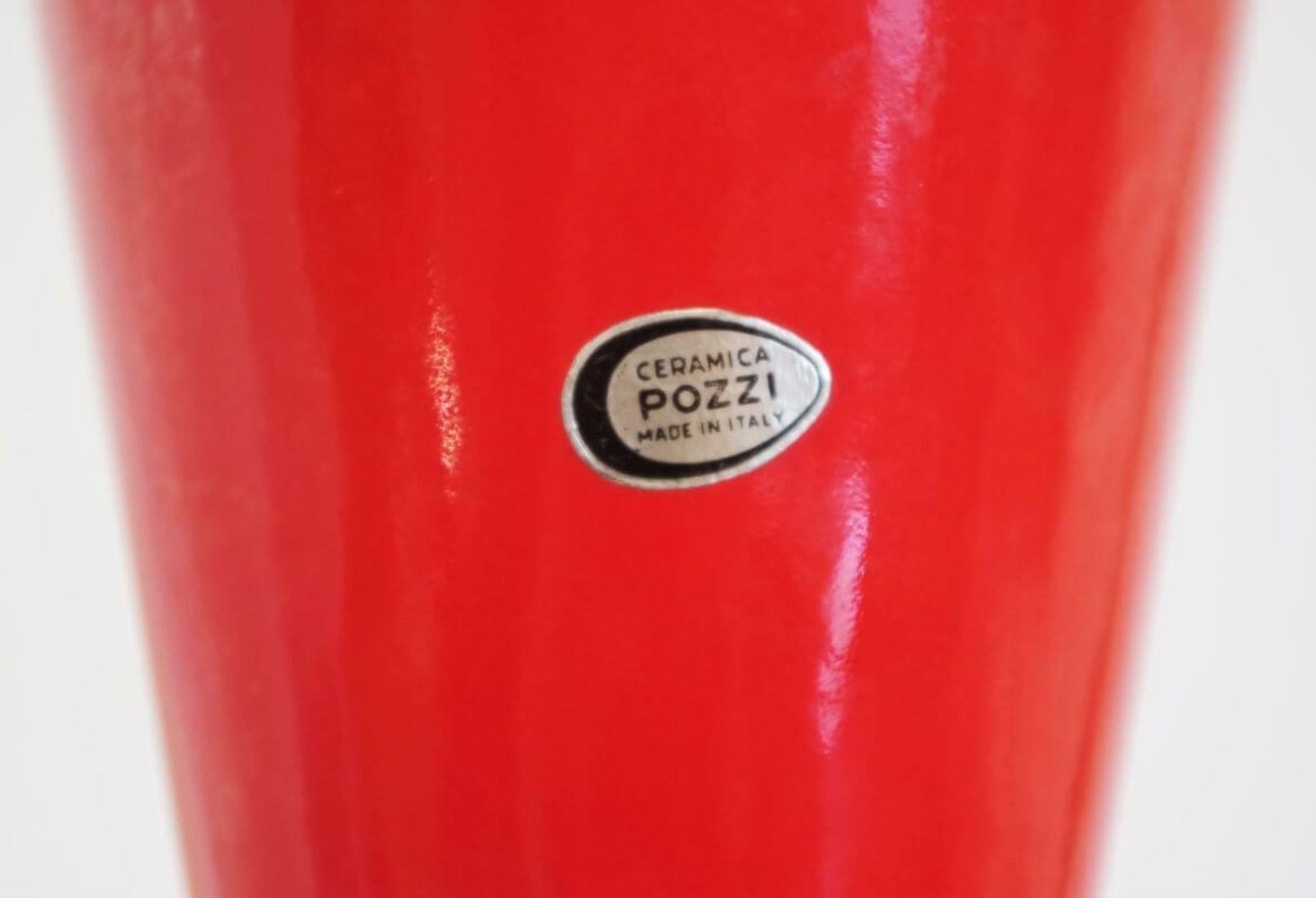 1970s Orange Ceramic Vase by Pozzi – Bold Mid-Century Italian Design in vendita 4