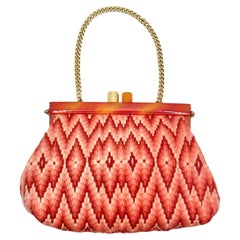 1970s Orange Knit Shoulder Bag