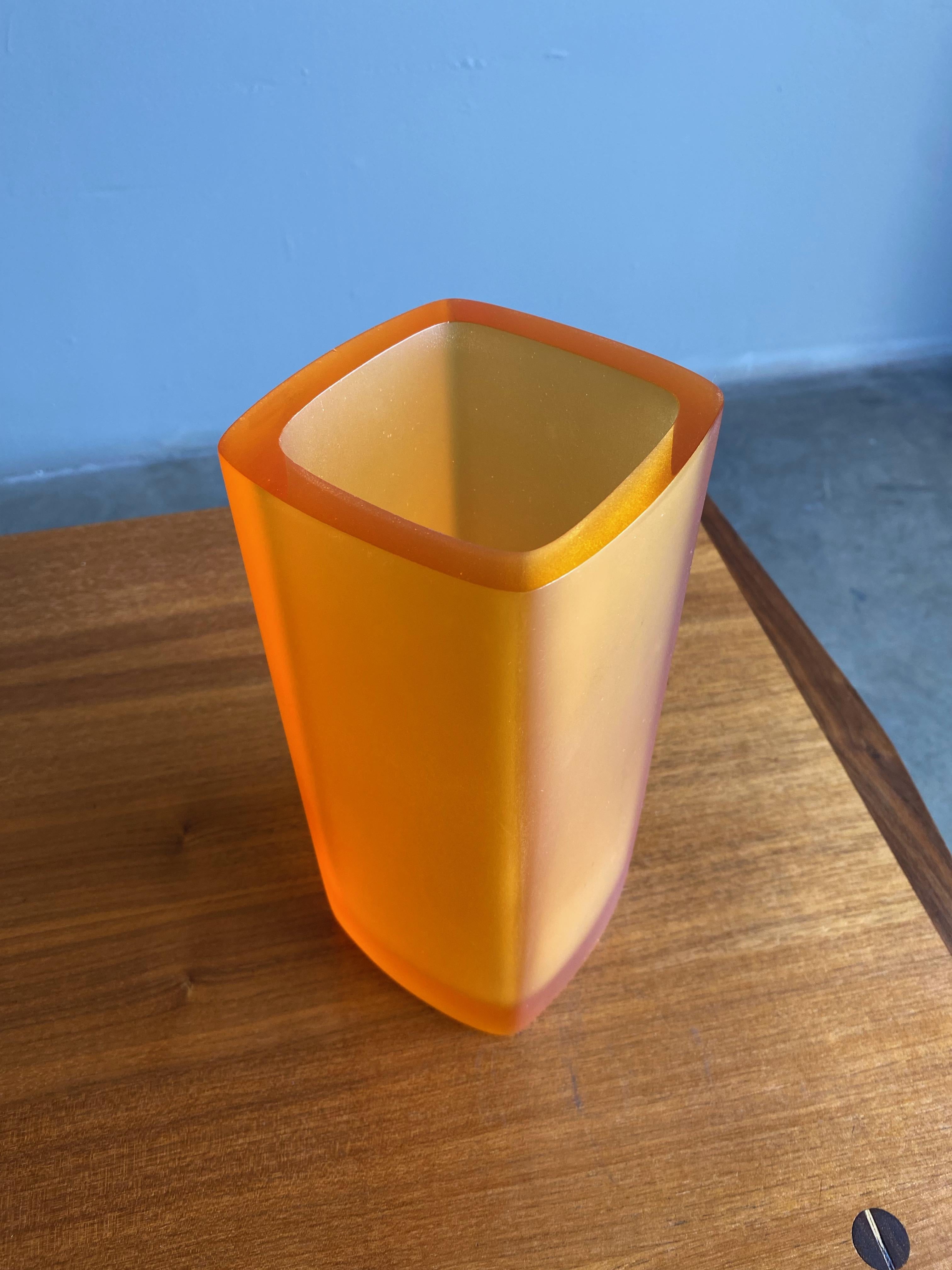 American 1970s Orange Plastic Vase For Sale
