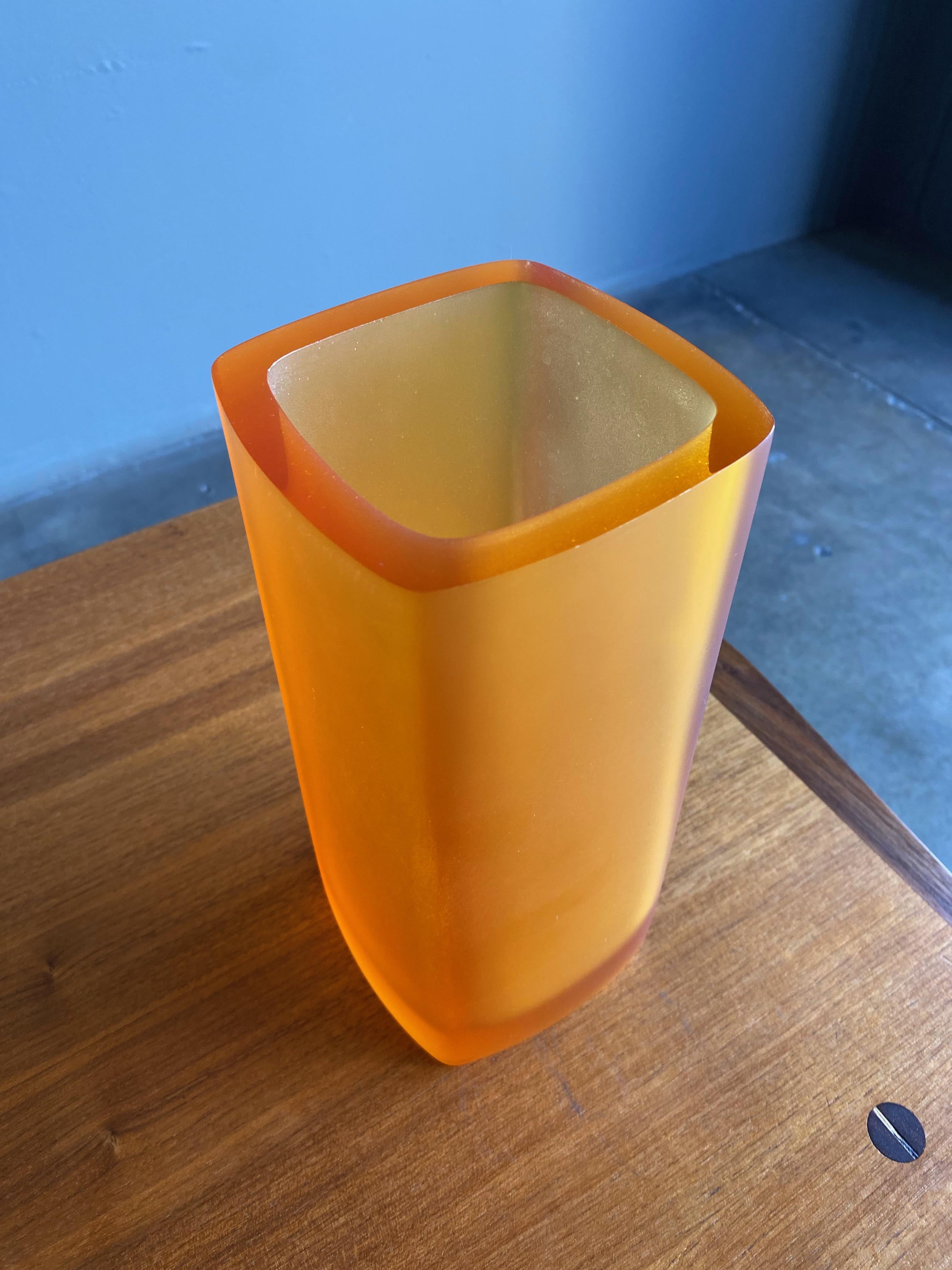 1970s Orange Plastic Vase For Sale 1