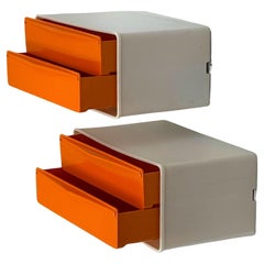 1970 Orange AGE Tiroirs muraux - Rangement modulaire en plastique, Hollande