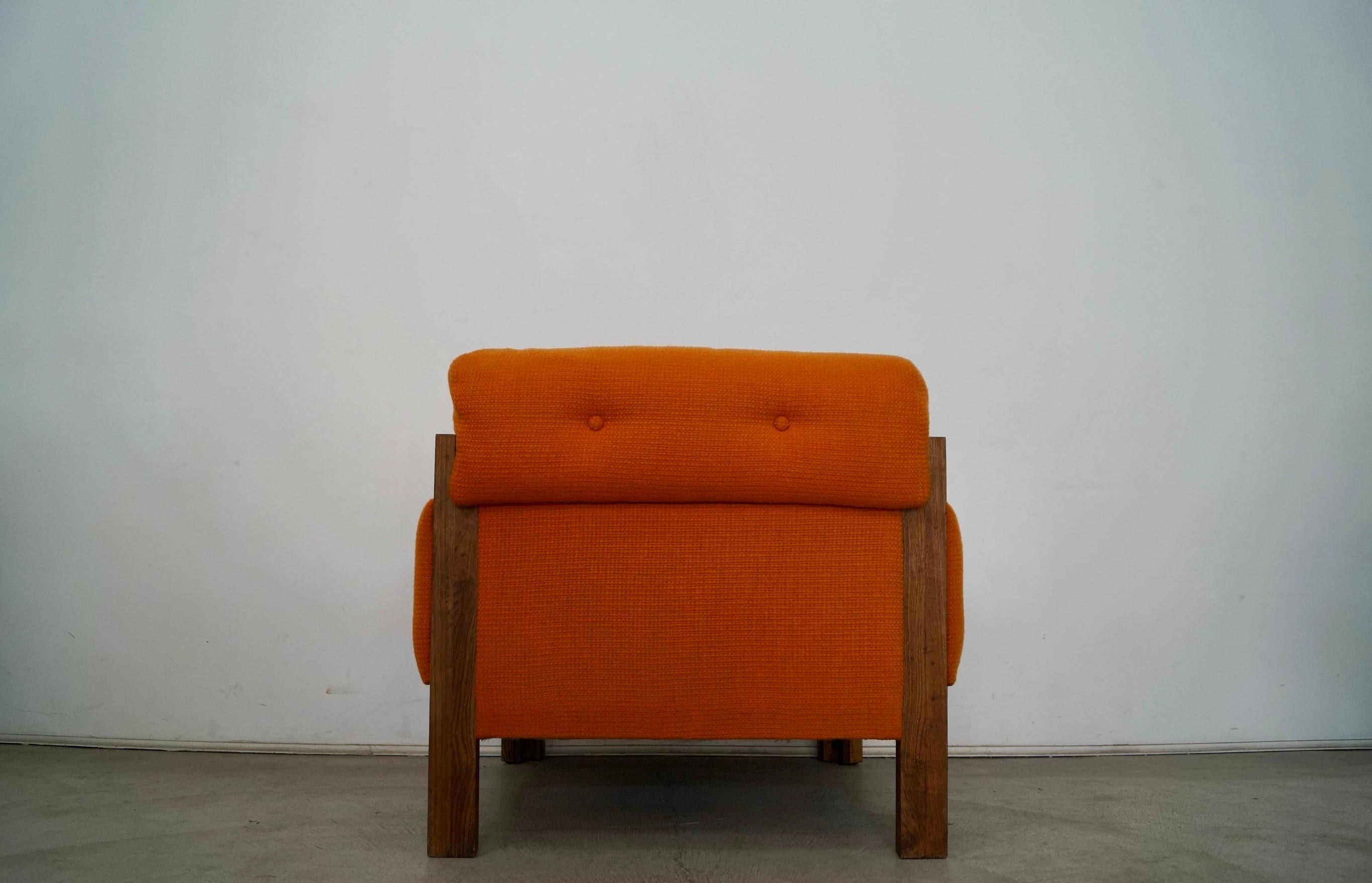 1970s Orange Tweed Lounge Chair 3