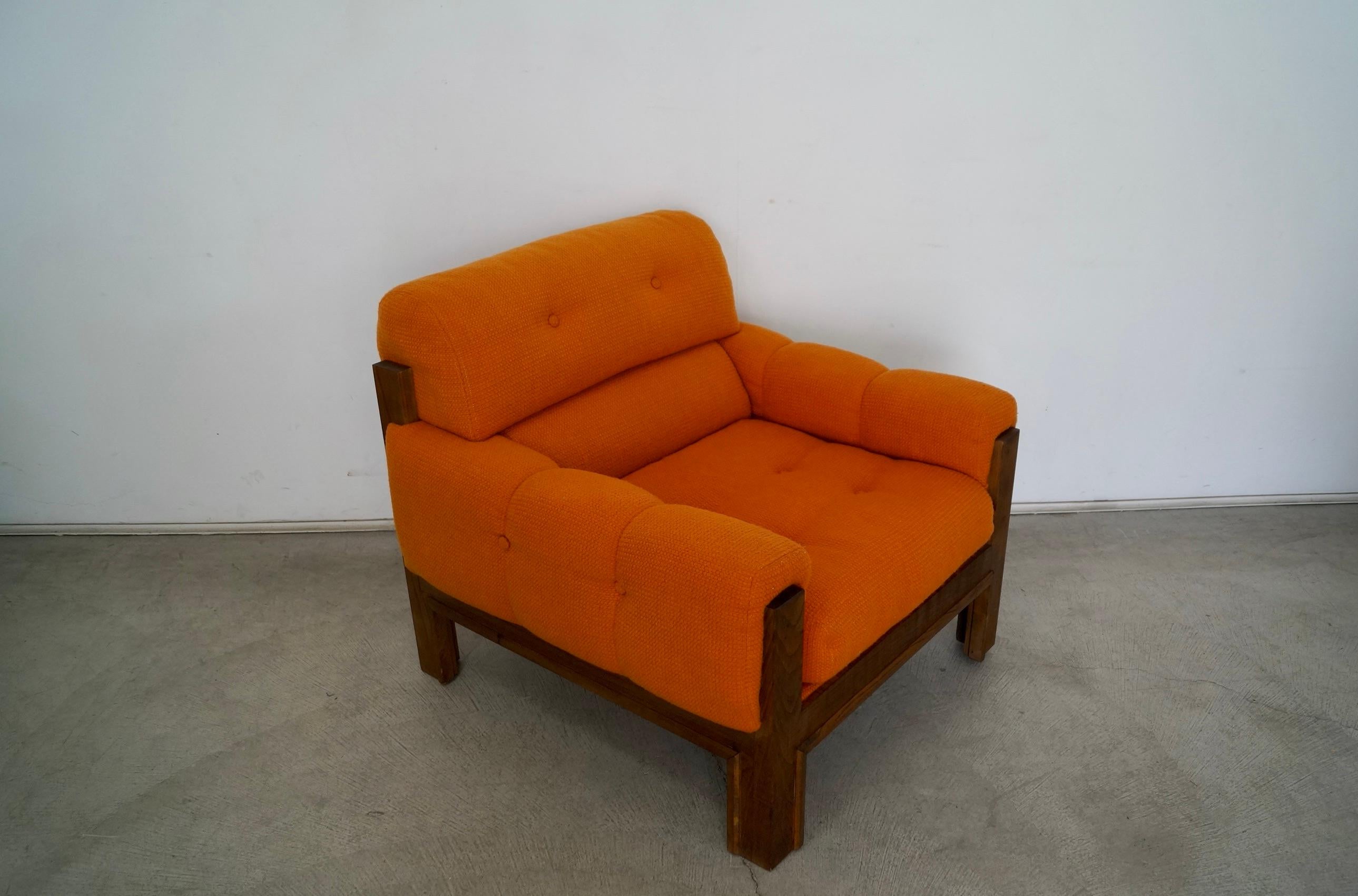 1970s Orange Tweed Lounge Chair 4
