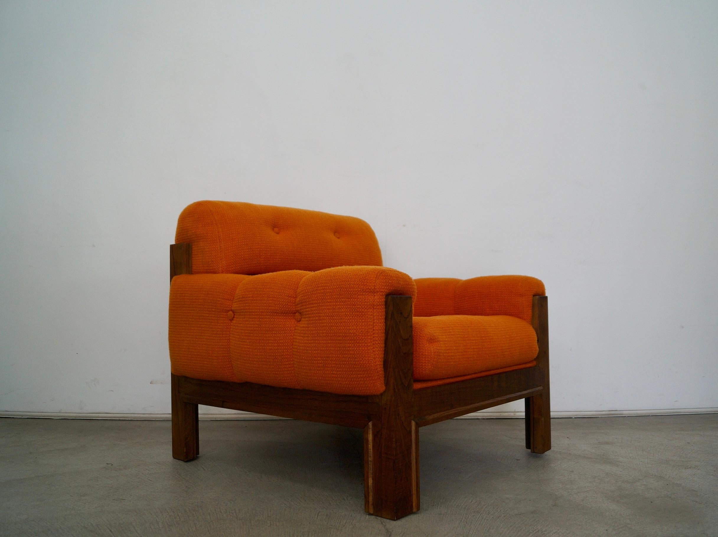 1970s Orange Tweed Lounge Chair 5