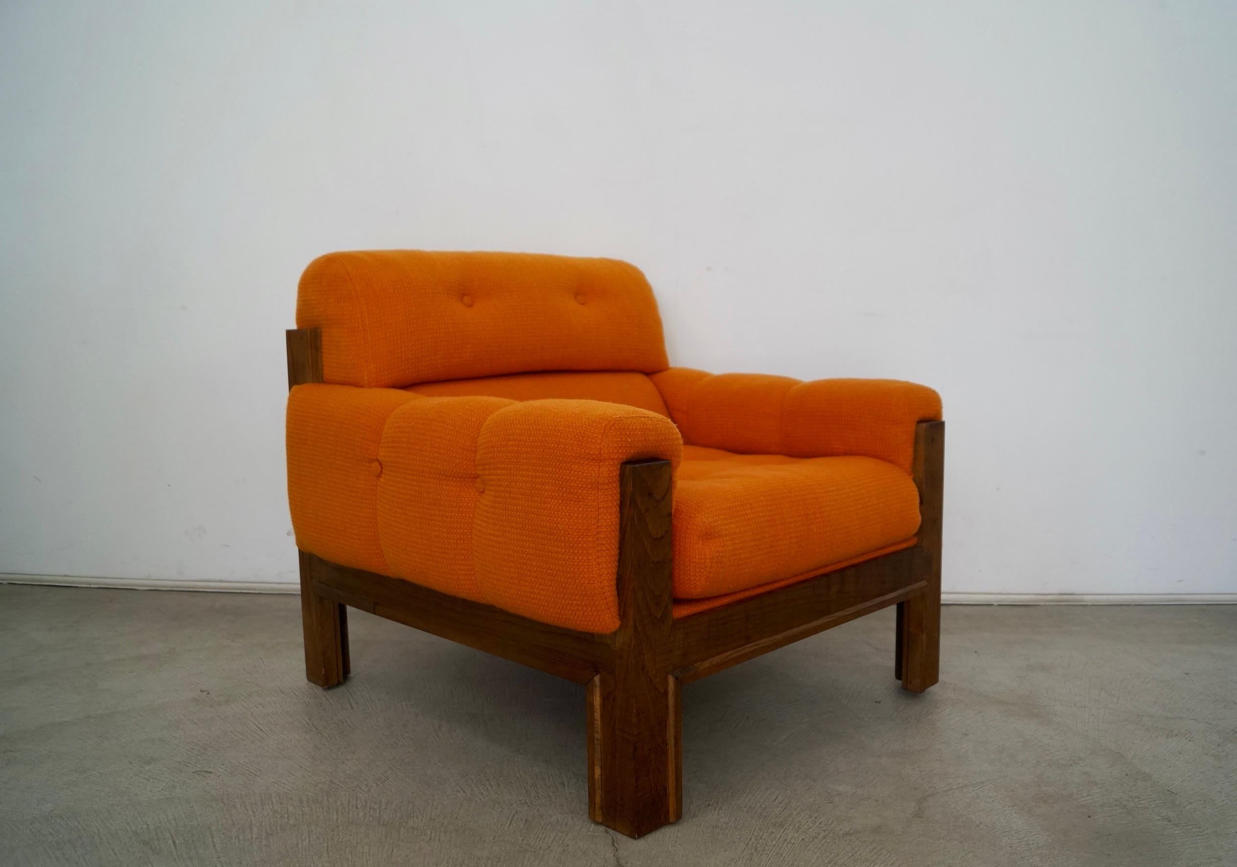 1970s Orange Tweed Lounge Chair 6