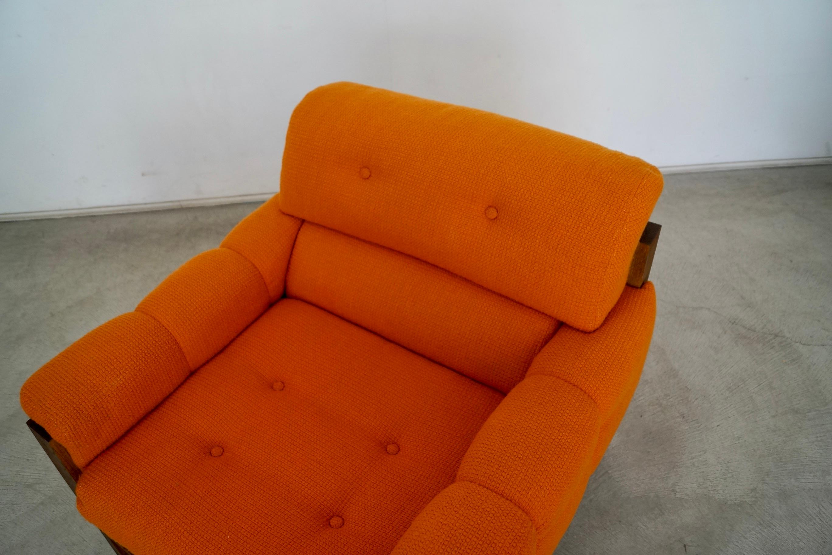 1970s Orange Tweed Lounge Chair 9