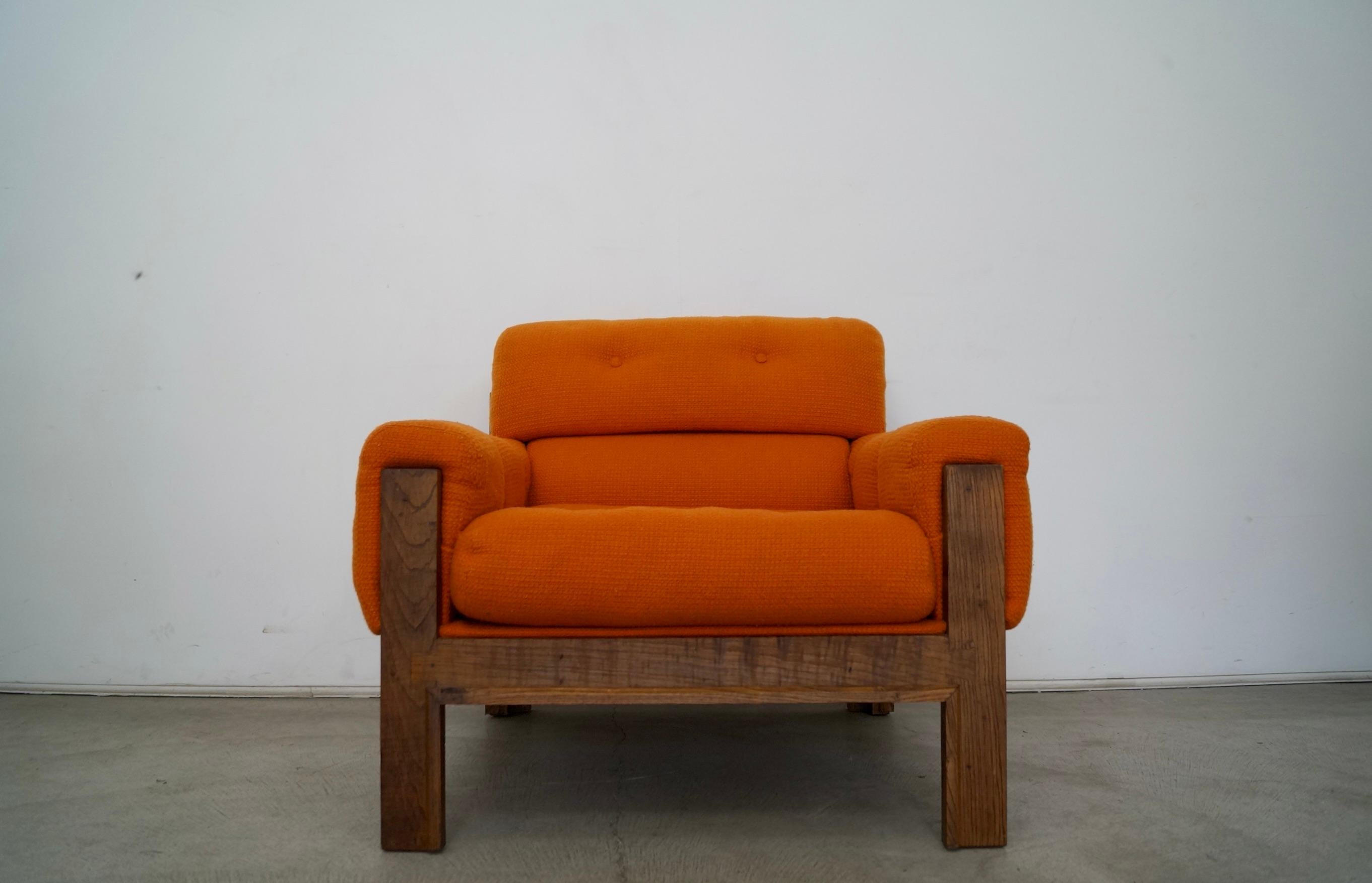 American 1970s Orange Tweed Lounge Chair