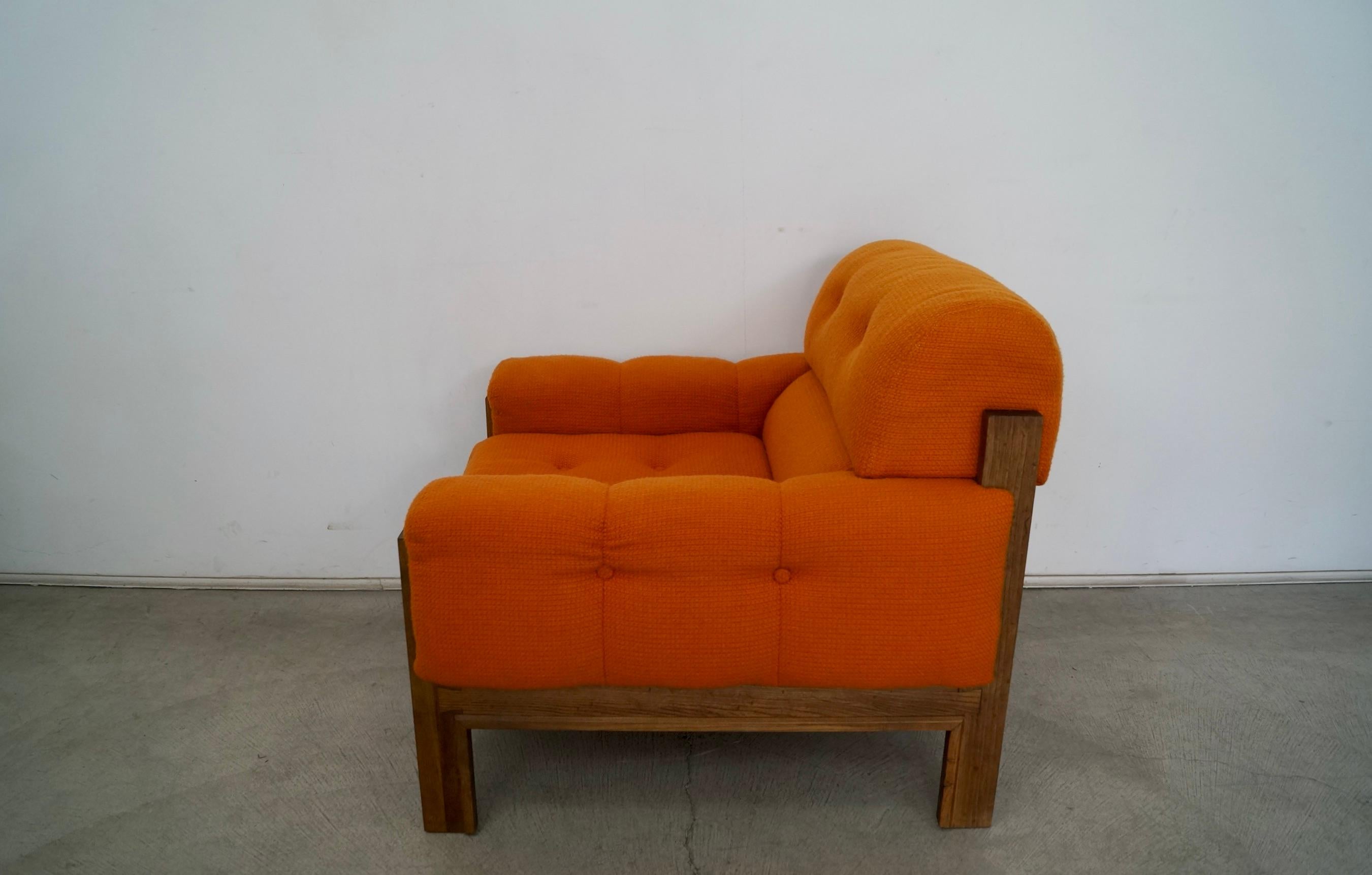 1970s Orange Tweed Lounge Chair 1