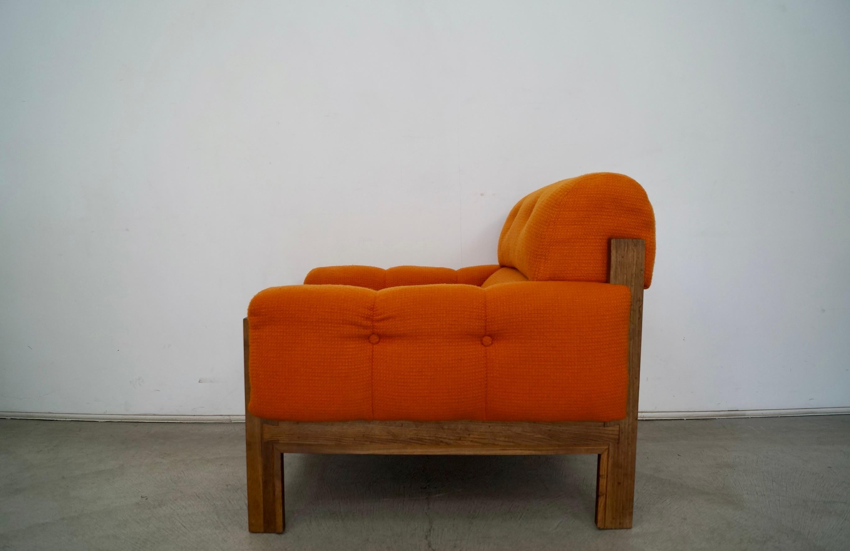 1970s Orange Tweed Lounge Chair 2