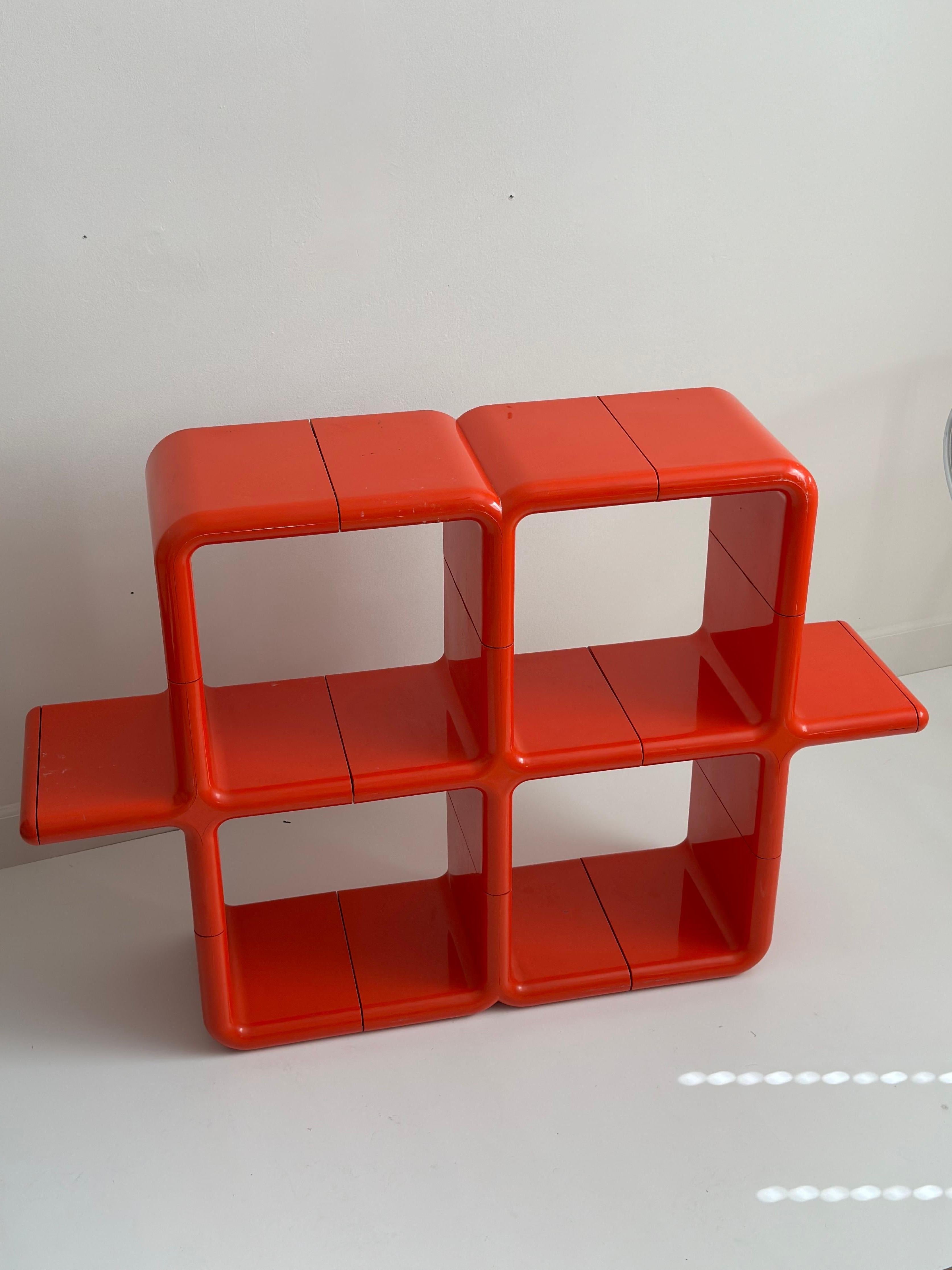 Mid-Century Modern 1970’s Orange Umbo Modular Shelving