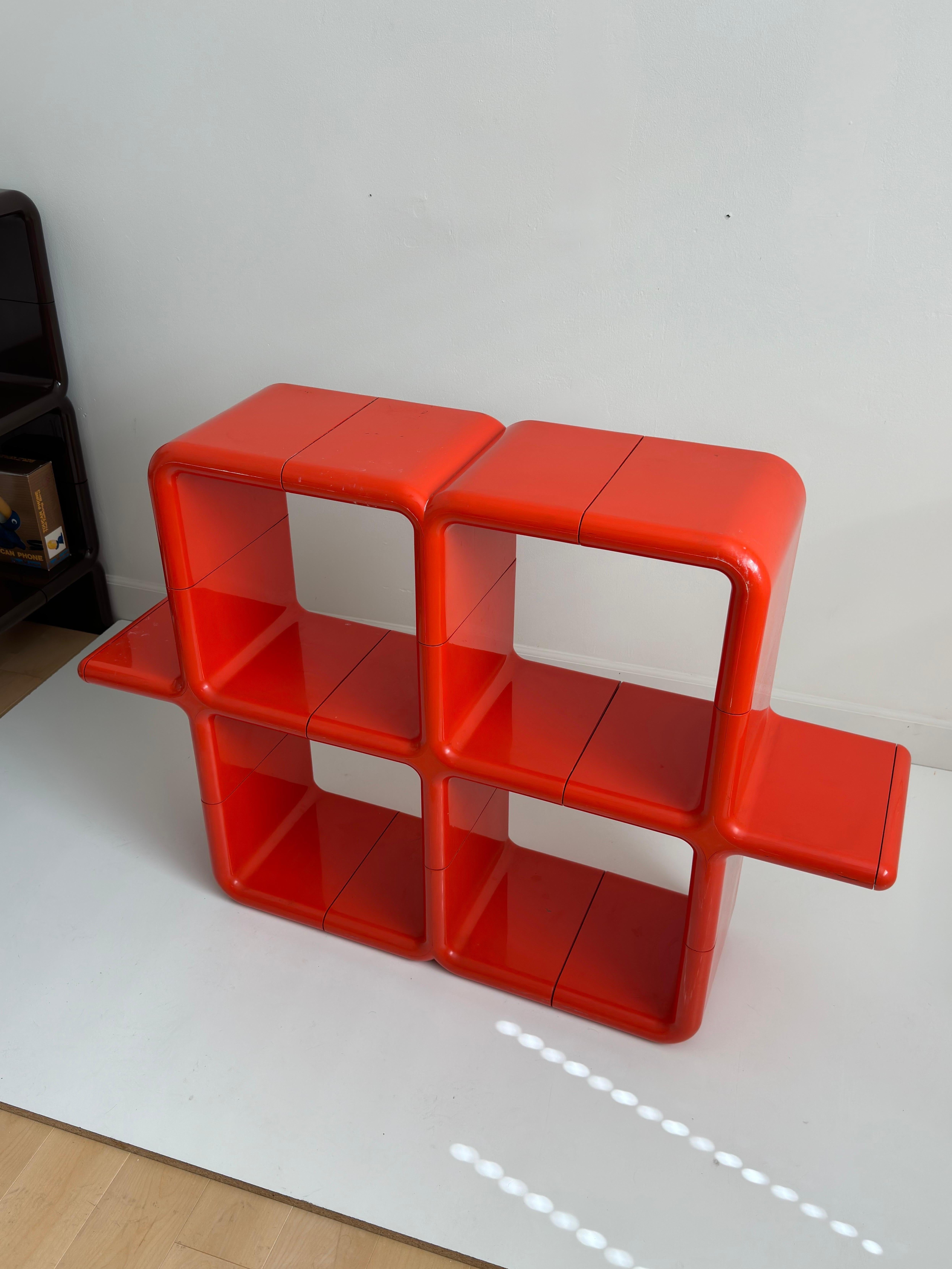 1970’s Orange Umbo Modular Shelving In Good Condition In Los Angeles, CA