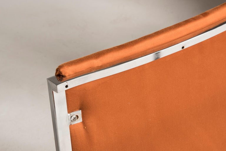 1970s Orange Upholstery Chromed Steel Chairs Set of Six 13
