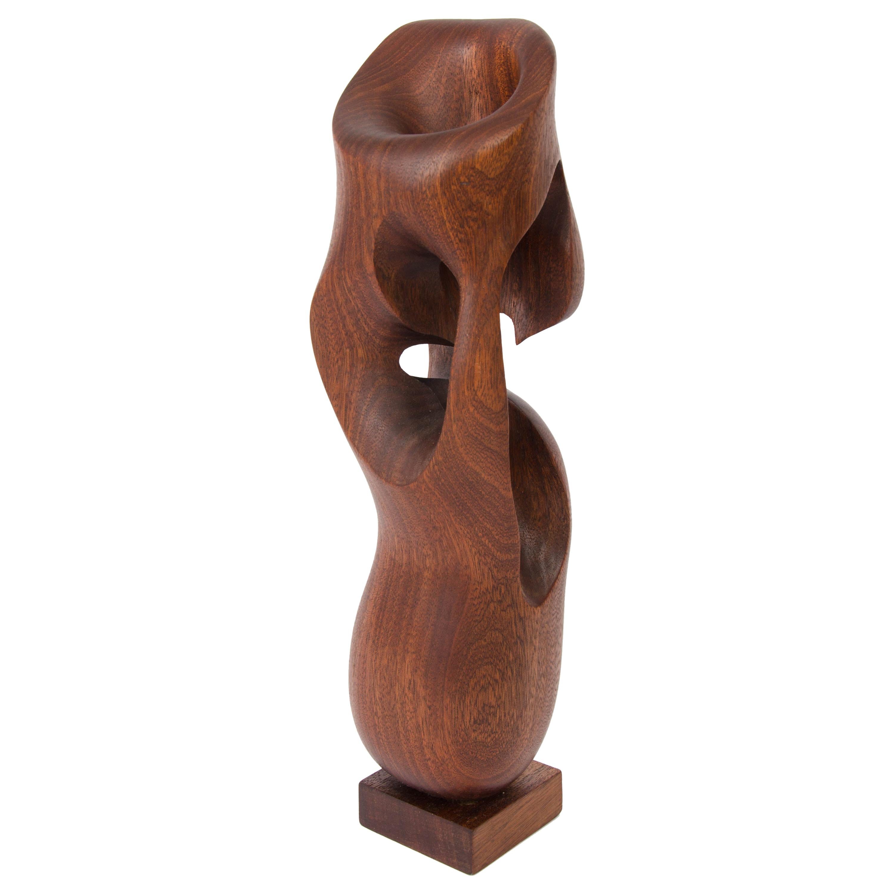 Abstract Sculpture Carved in Mahogany, 1970s