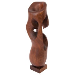 Abstract Sculpture Carved in Mahogany, 1970s 