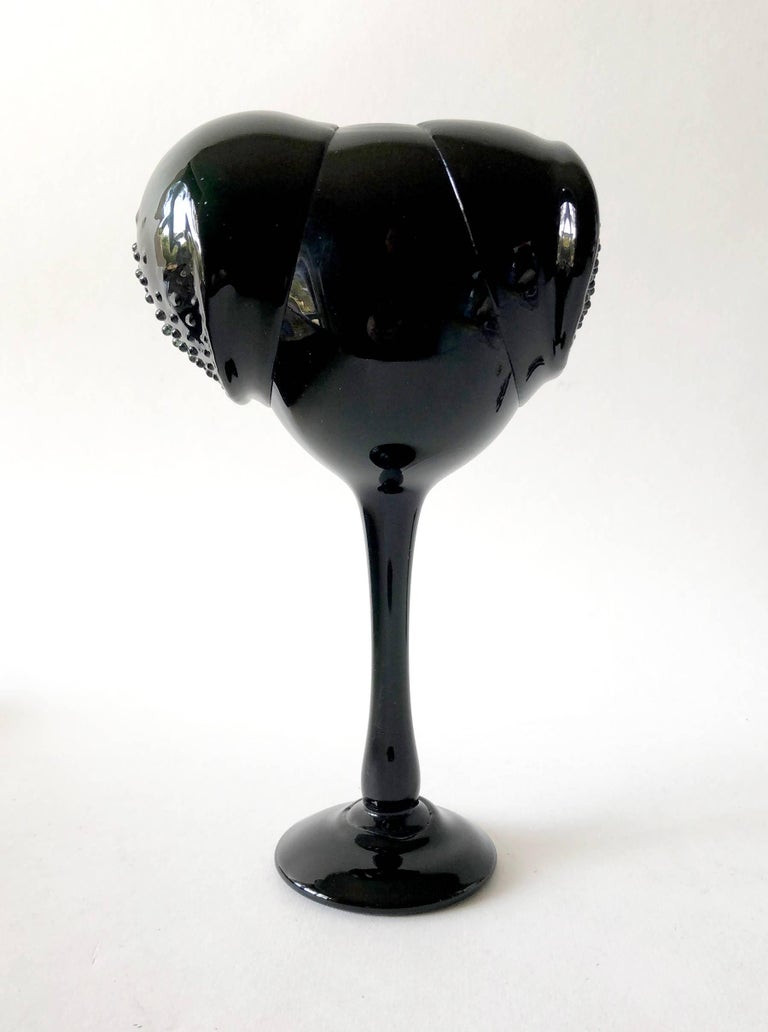 An organic, layered handblown glass vase or object sculpture acquired from a Seattle, Washington estate. Piece has elements similar to the work of Harvey Littleton.  It measures 8.5