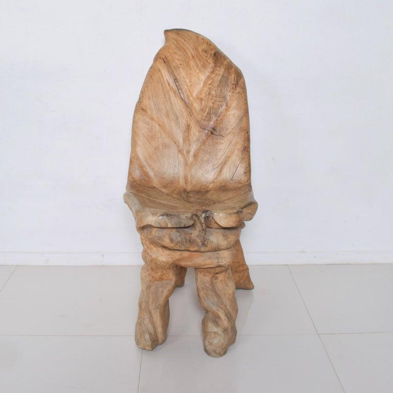 1970s Organic Modern Chair Solid Blonde Mahogany Studio Art Piece 1