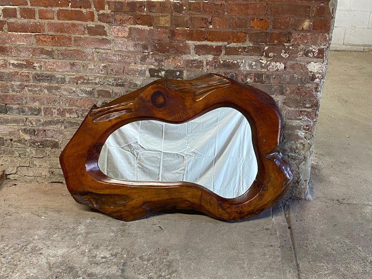 1970s Organic Modern Free Edge Pine Mirror In Good Condition For Sale In Garnerville, NY