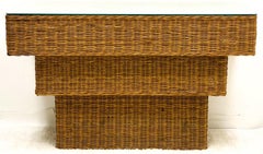 1970s Organic Modern Graduated Wicker Console Table