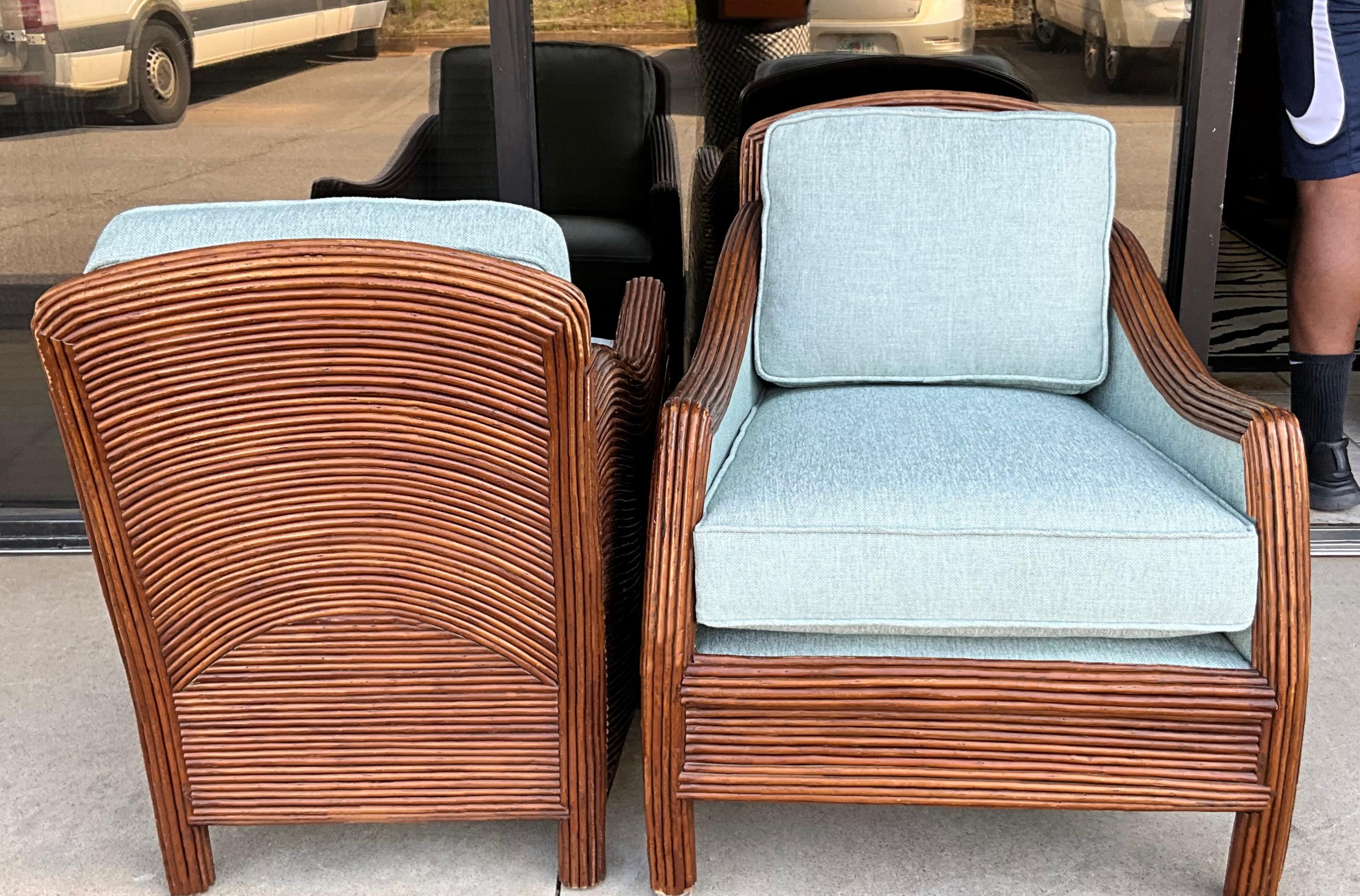Unknown 1970s Organic Modern Pencil Bamboo Club Chairs, Pair For Sale
