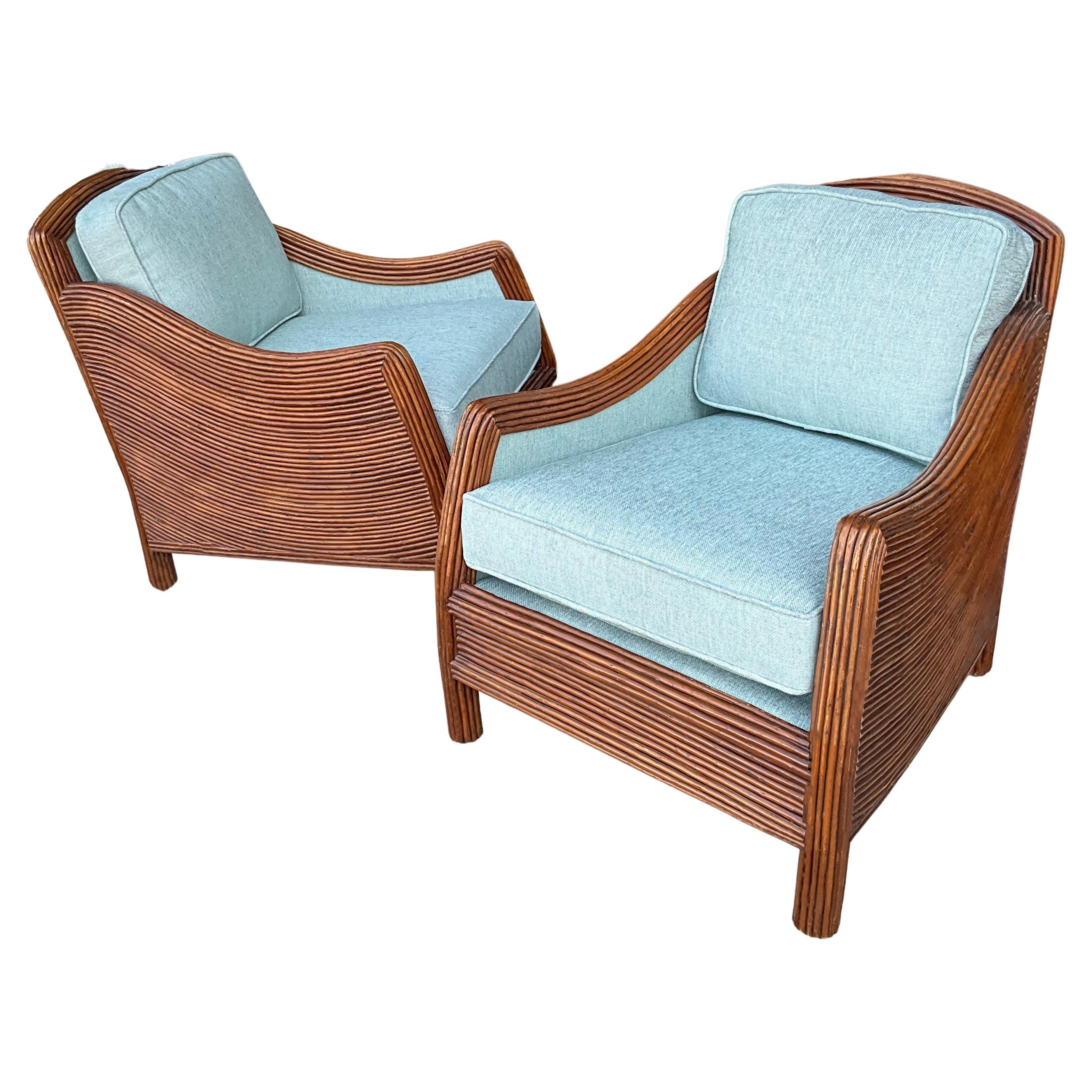 1970s Organic Modern Pencil Bamboo Club Chairs, Pair For Sale