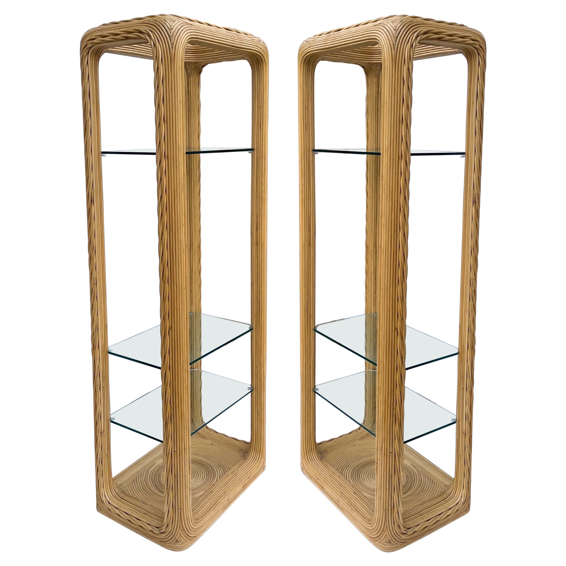 1970s Organic Modern Pencil Bamboo Etageres, Pair