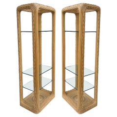1970s Organic Modern Pencil Bamboo Etageres, Pair
