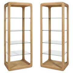 1970s Organic Modern Pencil Bamboo Etageres Shelves Bookcases - Pair