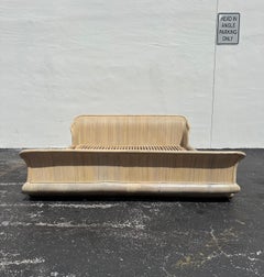 1970s Organic Bamboo Rattan Reed Sleigh King Bed