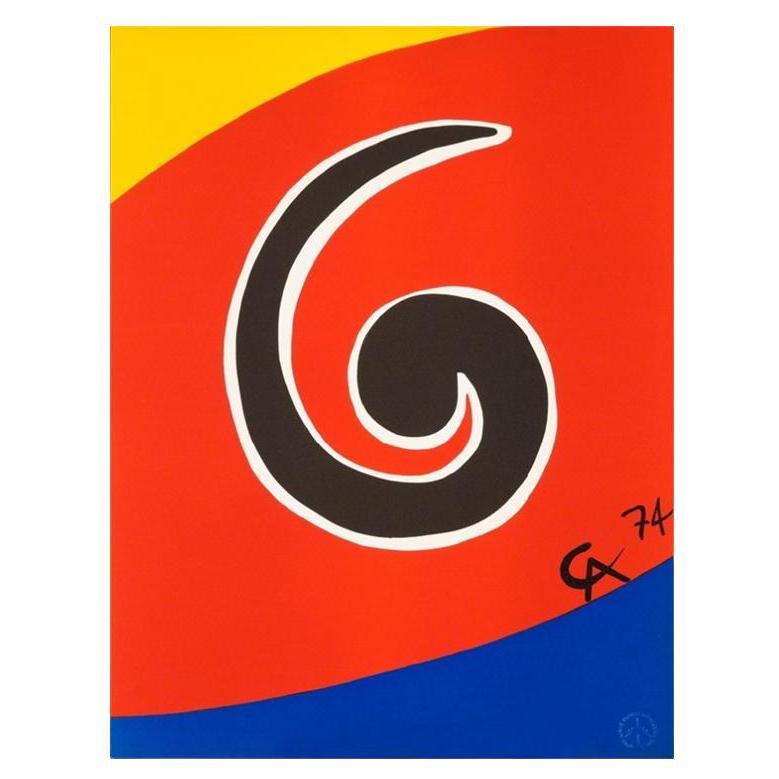 Litografia originale di Alexander Calder "Swirl" degli anni '70