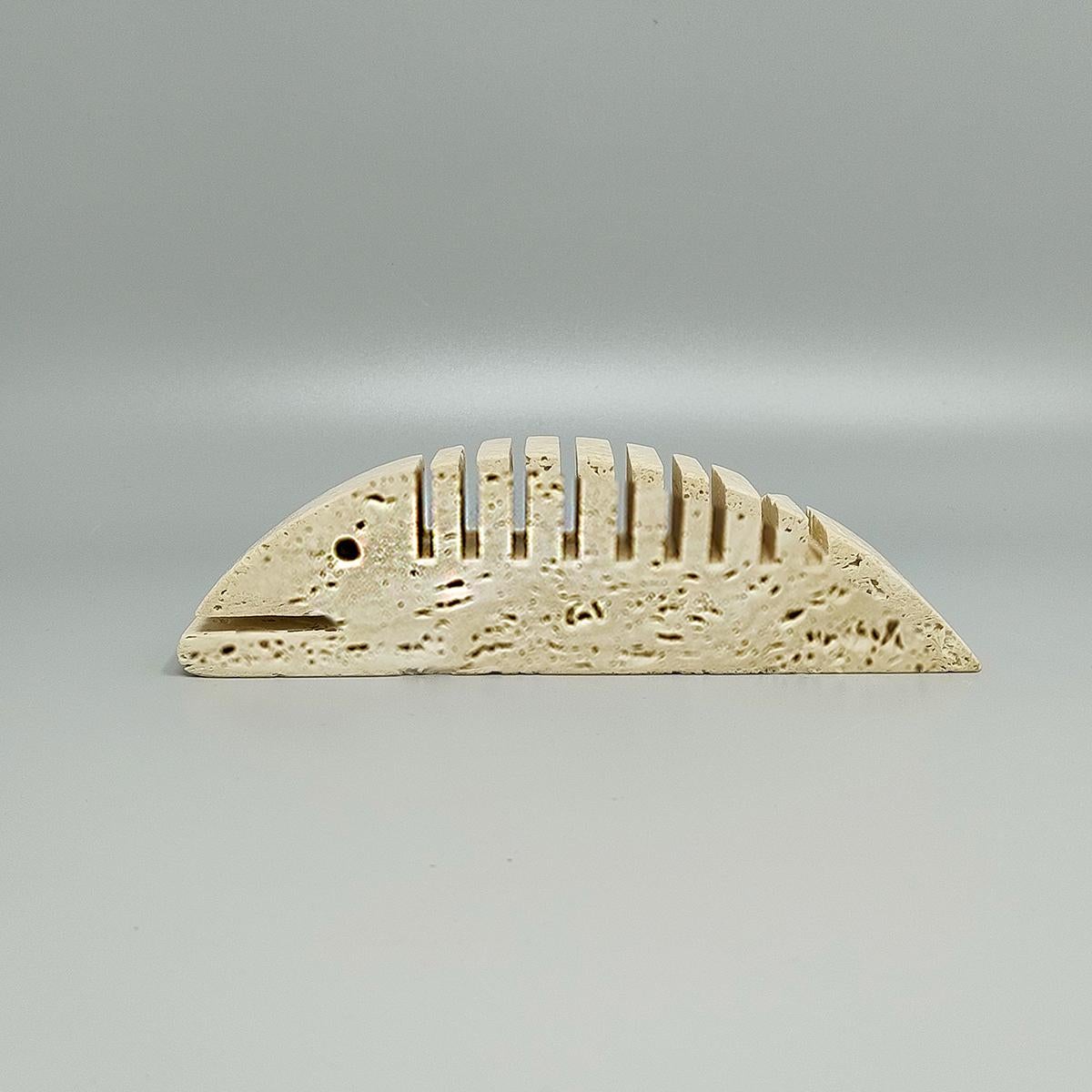 1970s Original Gran Escultura de Pez de Travertino por F.lli Mannelli Moderno de mediados de siglo en venta