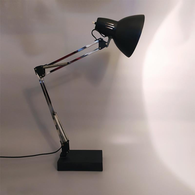 Mid-Century Modern 1970s Original Black Gorgeous Architect Table Lamp by Arteluce. Made in Italy For Sale