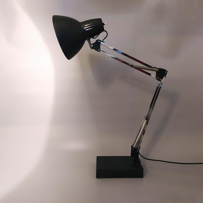 Italian 1970s Original Black Gorgeous Architect Table Lamp by Arteluce. Made in Italy For Sale